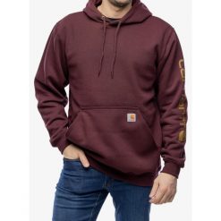 Bluza z kapturem męska Carhartt Sleeve Logo Hooded Sweatshirt. Brązowe bluzy męskie Carhartt, m, bez wzorów, z kapturem, trekkingowe. Za 272.99 zł.