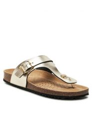 Geox Japonki D Brionia D35LSK 000BN C2012 Złoty. Żółte klapki damskie Geox, bez wzorów, ze skóry, bez obcasa. Za 329.99 zł.