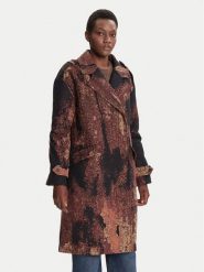 Desigual Płaszcz przejściowy Brushed Lacroix 25WWEW05 Brązowy Loose Fit. Brązowe płaszcze damskie Desigual, s, bez wzorów, z bawełny, bez kaptura. Za 959.99 zł.