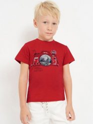 Mayoral T-Shirt 3003 Czerwony Regular Fit. Czerwone t-shirty dla chłopców Mayoral, bez wzorów, z bawełny, bez ramiączek. Za 79.99 zł.