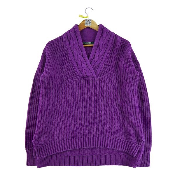 Sweter damski fioletowy. Fioletowe swetry damskie Ralph Lauren, s, bez wzorów, z materiału, sportowe, bez kołnierzyka, bez ramiączek, bez kaptura. Za 51.08 zł.