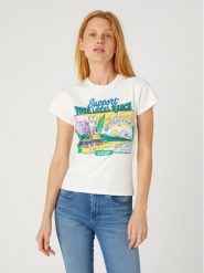 WRANGLER DAMSKA KOSZULKA WRANGLER SHRUNKEN BAND TEE WORN WHITE 112332013. Białe t-shirty damskie Wrangler, s, bez wzorów, bez kołnierzyka. Za 89.99 zł.