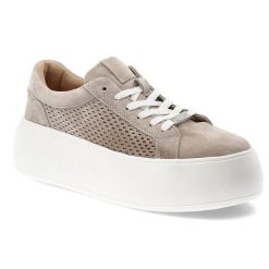 Sneakersy damskie Filippo, cholewka ze skóry naturalnej zamszowej perforowane wstawki po bokach wiązany fason, beżowe, DP7520/26. Brązowe półbuty damskie Filippo, bez wzorów, ze skóry, bez obcasa, bez zapięcia. Za 209.00 zł.