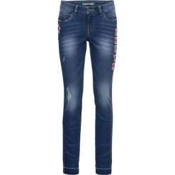 Dżinsy Skinny z haftem, w krótszej długości bonprix niebieski "stone”. Niebieskie jeansy damskie bonprix. Za 54.99 zł.