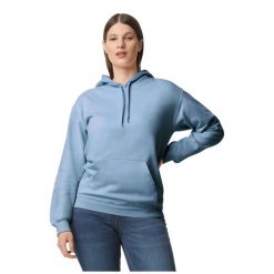 Bluza Z Kapturem Dla Dorosłych Unisex Softstyle Fleece Midweight. Niebieskie bluzy męskie Gildan, l, bez wzorów, z kapturem. Za 112.99 zł.