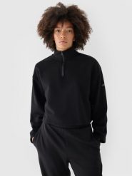 4F Bluza dresowa cropped nierozpinana bez kaptura damska - czarna M. Czarne bluzy damskie 4f, m, bez wzorów, z bawełny, bez kaptura. W wyprzedaży za 69.99 zł.