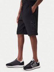 EA7 Emporio Armani Szorty sportowe 7M001491 AF17787 UC001 Czarny Regular Fit. Czarne krótkie spodenki sportowe męskie EA7 Emporio Armani, m, bez wzorów, z bawełny. Za 449.99 zł.