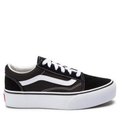 Tenisówki Vans. Czarne półbuty dziewczęce Vans, bez wzorów, bez zapięcia. Za 259.99 zł.