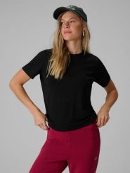 4F T-shirt regular gładki damski - czarny S. Czarne koszulki sportowe damskie 4f, m, bez wzorów, z bawełny, klasyczne, bez kołnierzyka. Za 69.99 zł.