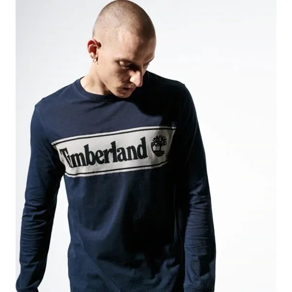 Timberland Koszulka Ls Ss Cut & Sew Linear Logo Tee , granatowy, rozmiar M. Niebieskie bluzki z długim rękawem męskie Timberland, m, bez wzorów, z bawełny, bez kołnierzyka. Za 169.99 zł.