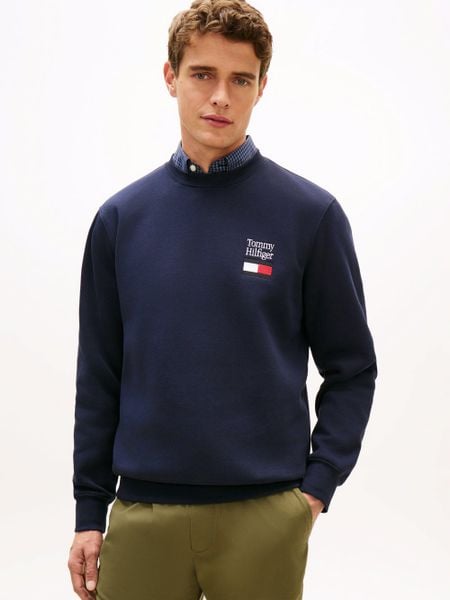Tommy Hilfiger Bluza Mężczyźni niebieski, L. Niebieskie bluzy męskie Tommy Hilfiger, l, bez wzorów, z bawełny, bez kaptura. Za 279.95 zł.