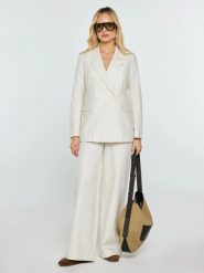 Marynarka damska lniana w prążek kremowa Kinnia 102. Białe żakiety damskie Big Star, l, z aplikacjami, prążkowane, retro. Za 359.99 zł.