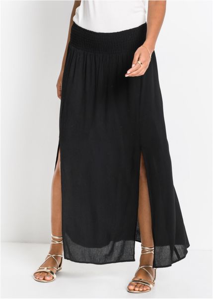 Spódnica maxi z lejącej wiskozy. Czarne spódnice damskie bonprix, bez wzorów, z wiskozy, maxi. Za 92.99 zł.