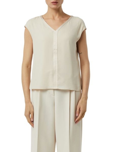 Comma Koszulka Kobiety beżowy, 38. Brązowe t-shirty damskie comma, bez wzorów, z tkaniny, eleganckie, bez kołnierzyka. Za 249.95 zł.