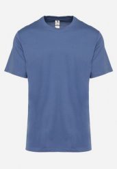 Niebieska Koszulka T-shirt Bawełniany z Krótkim Rękawem Ereena. Niebieskie t-shirty męskie Born2be, l, bez wzorów, z bawełny, bez kołnierzyka. Za 29.99 zł.