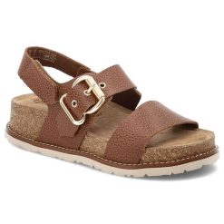 Brązowe Sandały Yokono Modne Obuwie Damskie Na Koturnie. Brązowe klapki damskie Yokono, bez wzorów, z materiału, bez obcasa, na koturnie, bez zapięcia. Za 329.00 zł.