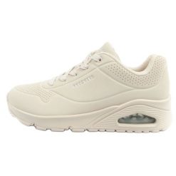 Buty Skechers Uno 73690/OWHT beżowy. Brązowe obuwie sportowe damskie bez wzorów, ze skóry, trekkingowe. Za 518.78 zł.