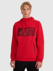 4F Bluza dresowa nierozpinana z kapturem męska - czerwona XL. Czerwone bluzy męskie 4f, m, bez wzorów, z bawełny, z kapturem. W wyprzedaży za 169.99 zł.