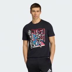 Koszulka Messi Fun Graphic. Czarne koszulki sportowe męskie Adidas, s, z aplikacjami, z bawełny, bez kołnierzyka, bez ramiączek, do piłki nożnej. Za 149.00 zł.