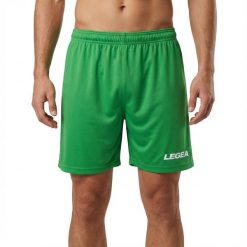 Spodenki do biegania Dusseldorf z oddychającego poliestru zielone. Zielone szorty sportowe damskie Legea, na lato, bez wzorów, do biegania. Za 52.00 zł.