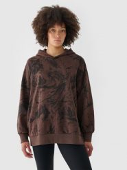 4F Bluza dresowa oversize nierozpinana z kapturem damska - multikolor S. Bluzy damskie 4f, s, bez wzorów, z bawełny, z kapturem. W wyprzedaży za 99.99 zł.