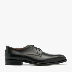 Czarne półbuty męskie ROSS. Czarne eleganckie półbuty Ryłko, ze skóry, wizytowe, bez zapięcia. Za 549.99 zł.