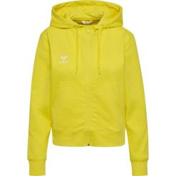 Damska bluza dresowa z kapturem Hummel Go 2.0. Żółte bluzy sportowe damskie Hummel, bez wzorów, z bawełny, na fitness i siłownię. Za 251.50 zł.