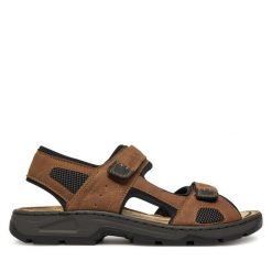 Sandały Rieker. Brązowe sandały męskie Rieker, bez zapięcia. Za 259.99 zł.