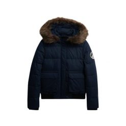 Damska kurtka typu bomber Superdry Everest Ella. Niebieskie kurtki damskie Superdry., bez wzorów, bez kaptura. Za 728.30 zł.