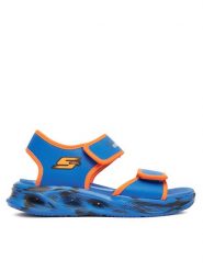 Skechers Sandały Sola Glow Sandal-Fusion Brights 407032L/BLOR Niebieski. Niebieskie sandały chłopięce Skechers, ze skóry, bez zapięcia. Za 119.99 zł.