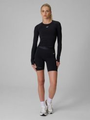 4F Legginsy kolarki treningowe szybkoschnące damskie - czarne XS. Czarne legginsy damskie 4f, l, bez wzorów, z materiału, z podwyższonym stanem, na fitness i siłownię. Za 129.99 zł.