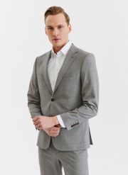 PAKO LORENTE – Męska marynarka garniturowa w kratę w brązowych tonach. Brązowe marynarki męskie Pako Lorente, bez wzorów, z elastanu, boho. Za 699.99 zł.