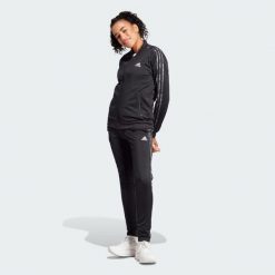 Dres Essentials 3-Stripes. Czarne obuwie sportowe damskie Adidas, bez wzorów, z dresówki, na fitness i siłownię. Za 292.05 zł.