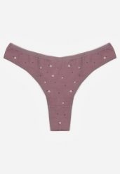 Fioletowe Majtki Stringi z Bawełną w Kwiaty Calylia. Fioletowe stringi damskie Born2be, l, bez wzorów, z bawełny. Za 5.99 zł.