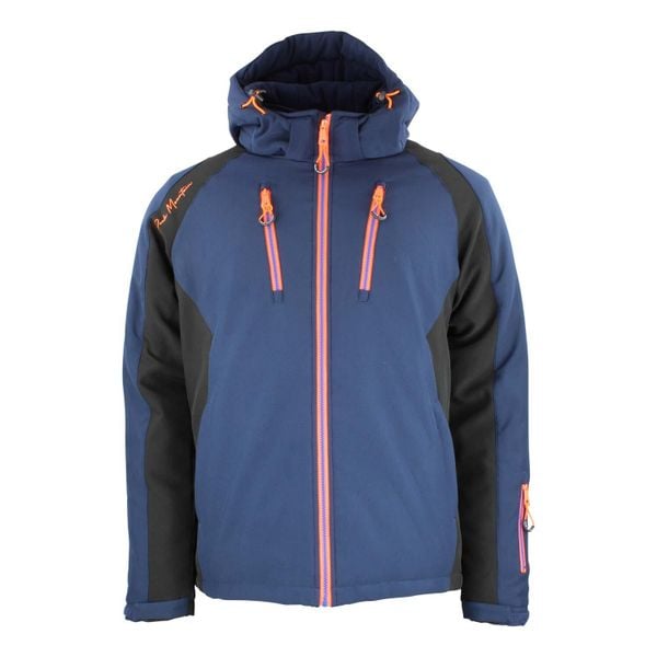 Kurtka narciarska Peak Mountain Softshell. Czarne kurtki męskie Peak Mountain, m, z aplikacjami, z poliesteru, długie, bez kaptura, narciarskie. Za 838.75 zł.