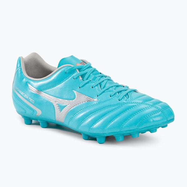 Buty piłkarskie Mizuno Monarcida Neo II Sel AG. Niebieskie buty sportowe męskie Mizuno, bez zapięcia, do piłki nożnej. Za 169.99 zł.