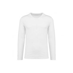 Koszulka z długim rękawem Suprima v-neck Kariban Premium. Białe bluzki z długim rękawem męskie KARIBAN, l, bez wzorów, z bawełny, bez kołnierzyka. Za 122.00 zł.