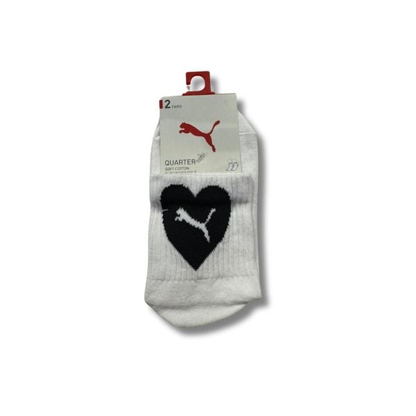 PUMA SKARPETY HEART QUARTER 2-PACK 93877202 r 35-38. Białe skarpety damskie Puma, bez wzorów, z bawełny. Za 73.32 zł.