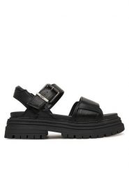 Buffalo Sandały Lennox 1602321 Czarny. Czarne sandały damskie Buffalo, bez wzorów, ze skóry, bez obcasa, na płaskiej podeszwie, bez zapięcia. Za 349.99 zł.