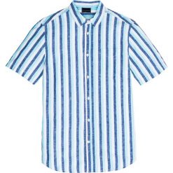 Koszula w paski z krótkim rękawem Regular Fit bonprix niebiesko-jasnozielono-biały w paski. Koszule męskie marki bonprix. Za 99.99 zł.