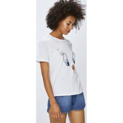 Only - Top Looney. Szare topy damskie Only, z nadrukiem, z bawełny, z okrągłym kołnierzem, z krótkim rękawem. Za 89.90 zł.