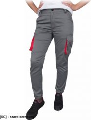 R.E.I.S. FRAU-JOG-T - Elastyczne spodnie ochronne do pasa FRAU-JOG, damskie 62% poliester, 35% bawełna, 3% elastan 240 g/m2 - szaro-czerwony- 42. Brązowe spodnie materiałowe damskie R.E.I.S., m, bez wzorów, z bawełny. Za 86.72 zł.