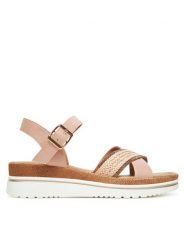 Clara Barson Sandały WS2506-05 Różowy. Czerwone sandały damskie Clara Barson, bez wzorów, z materiału, bez obcasa, na koturnie, bez zapięcia. Za 119.99 zł.
