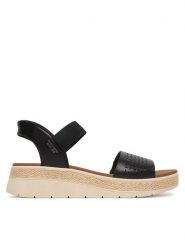 Skechers Sandały Bobs Sun Ray 114415/BLK Czarny. Czarne sandały damskie Skechers, bez wzorów, ze skóry, bez obcasa, na płaskiej podeszwie, bez zapięcia. Za 319.99 zł.