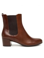 ECCO Botki Dress Classic 20992301014 Brązowy. Brązowe botki damskie ecco, ze skóry, bez obcasa, na słupku, bez zapięcia. Za 629.99 zł.