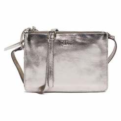 Skórzana torebka w kolorze srebrnym - (S)22,5 x (W)16,5 x (G)5 cm. Szare torby na ramię damskie marki Tosca Blu. W wyprzedaży za 289.95 zł.