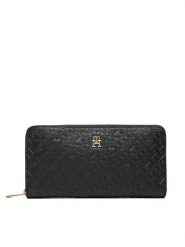 Tommy Hilfiger Portfel Lgr Za Mono AW0AW18036 Czarny. Czarne portfele damskie Tommy Hilfiger, bez wzorów, ze skóry. Za 349.99 zł.