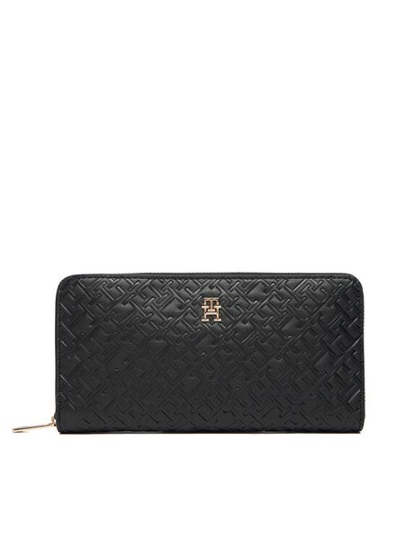 Tommy Hilfiger Portfel Lgr Za Mono AW0AW18036 Czarny. Czarne portfele damskie Tommy Hilfiger, bez wzorów, ze skóry. Za 349.99 zł.