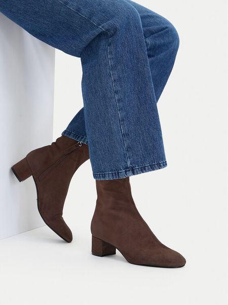 GINO ROSSI Botki C-TS6317-01-S Brązowy. Brązowe botki damskie Gino Rossi, ze skóry, bez obcasa, na słupku, bez zapięcia. Za 329.99 zł.