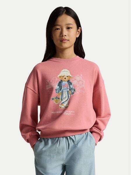 Polo Ralph Lauren Bluza 313A11783002 Różowy Regular Fit. Czerwone bluzy dla dziewczynek Polo Ralph Lauren, bez wzorów, z bawełny, bez ramiączek, bez kaptura. Za 495.99 zł.
